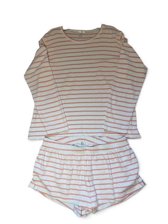 LAKE Other - LAKE Women's White and Coral Stripe Long-Sleeve Pajama Set